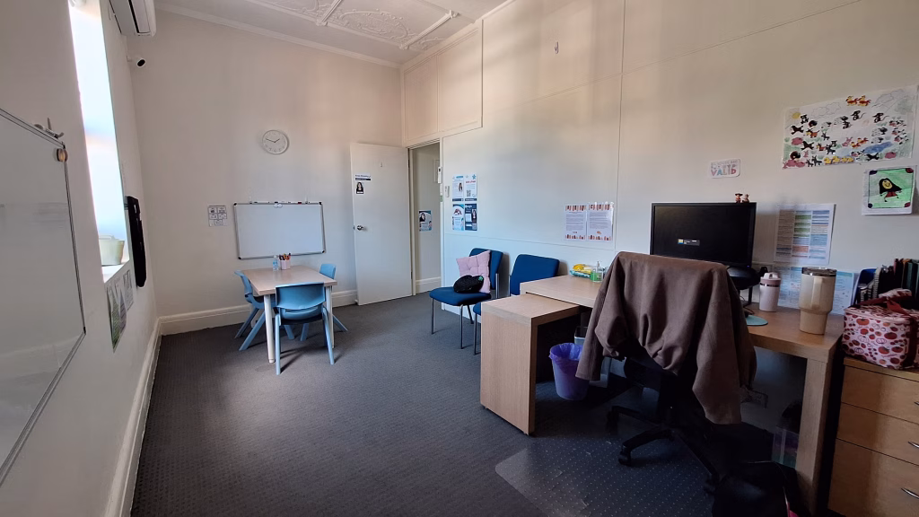 The Knox Street speech pathology therapy room at Innerlink Therapy's Belmore clinic, supporting children, teenagers and adults from Enfield and surrounding suburbs.